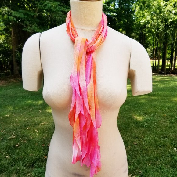 Tangerine Sherbert Flutter Scarf Lightweight Women Accessory Muitiwear - Picture 2 of 6